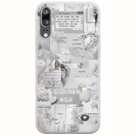 Aesthetic White Huawei P20 Flexible TPU (Διάφανη Σιλικόνη)