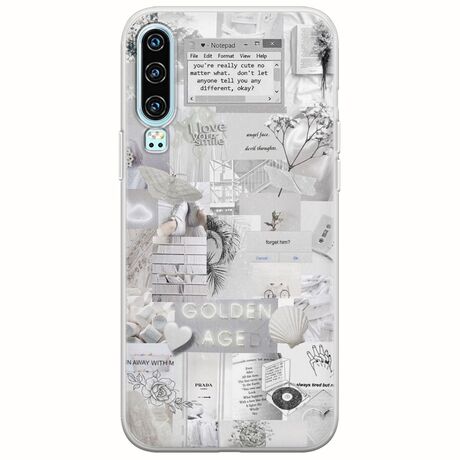 Aesthetic White Huawei P30 Flexible TPU (Διάφανη Σιλικόνη)