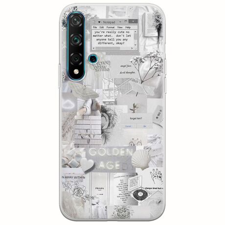 Aesthetic White Huawei Nova 5T Flexible TPU (Διάφανη Σιλικόνη)