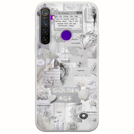 Aesthetic White Realme 5 Pro Flexible TPU (Διάφανη Σιλικόνη)