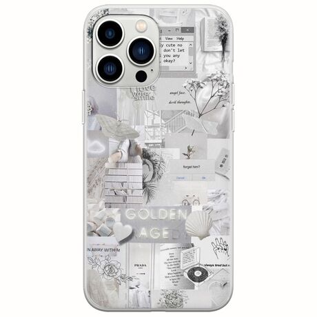 Aesthetic White iPhone 14 Pro Flexible TPU (Διάφανη Σιλικόνη)