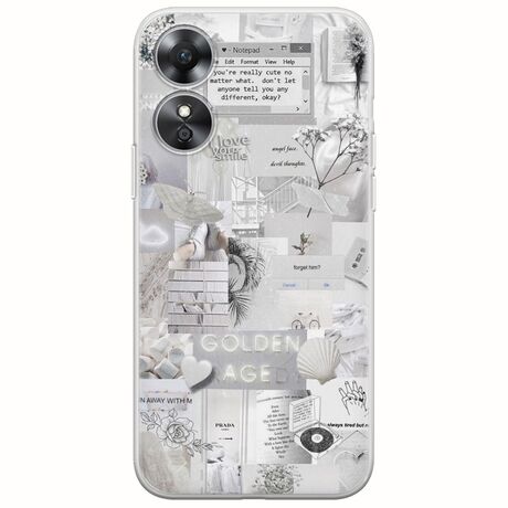 Aesthetic White Oppo A17 Flexible TPU (Διάφανη Σιλικόνη)