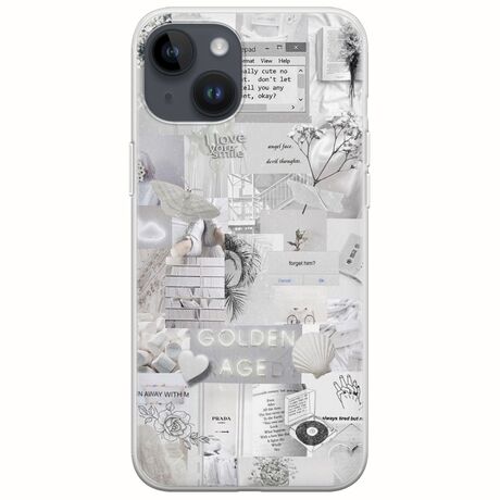 Aesthetic White iPhone 15 Plus Flexible TPU (Διάφανη Σιλικόνη)