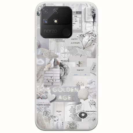 Aesthetic White Realme Narzo 50A Flexible TPU (Διάφανη Σιλικόνη)