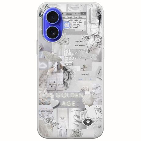Aesthetic White iPhone 16 Flexible TPU (Διάφανη Σιλικόνη)