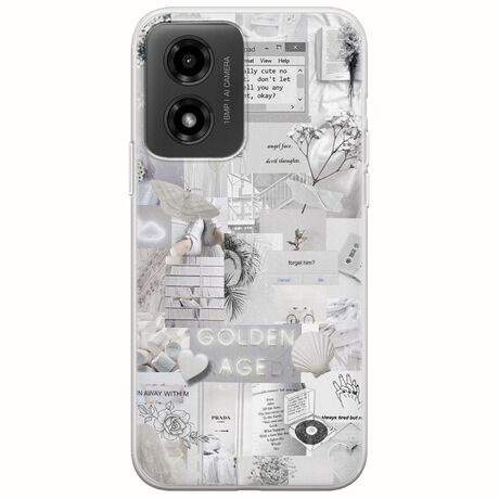 Aesthetic White Motorola Moto G04 Flexible TPU (Διάφανη Σιλικόνη)