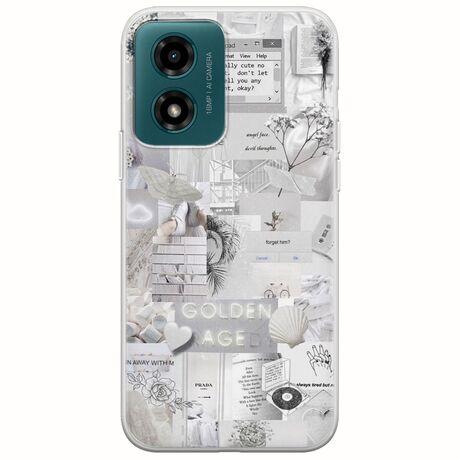 Aesthetic White Motorola Moto G04s Flexible TPU (Διάφανη Σιλικόνη)