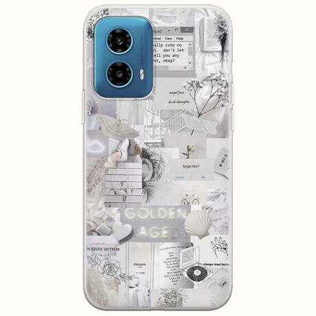 Aesthetic White Motorola Moto G34 5G Flexible TPU (Διάφανη Σιλικόνη)