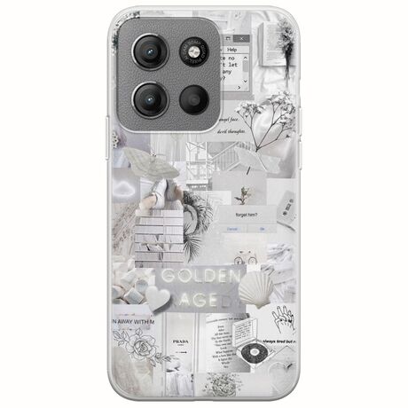 Aesthetic White Motorola Moto G15 Flexible TPU (Διάφανη Σιλικόνη)