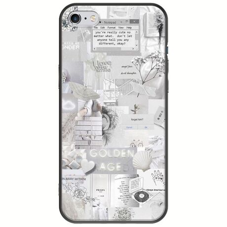 Aesthetic White iPhone 6/6s Black TPU (Μαύρη Σιλικόνη)
