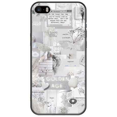 Aesthetic White iPhone 5/5s/SE 2016 Black TPU (Μαύρη Σιλικόνη)