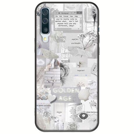Aesthetic White Samsung Galaxy A50 Black TPU (Μαύρη Σιλικόνη)
