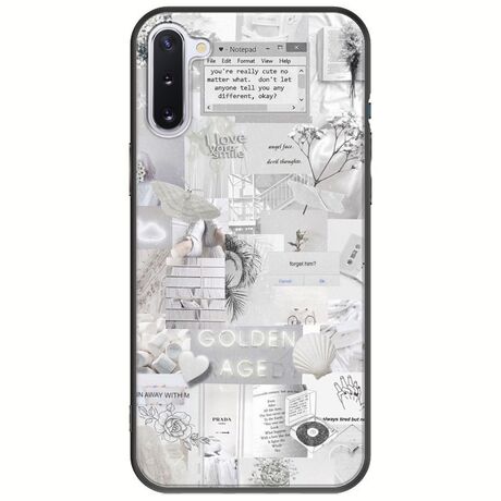 Aesthetic White Samsung Galaxy Note 10 Black TPU (Μαύρη Σιλικόνη)