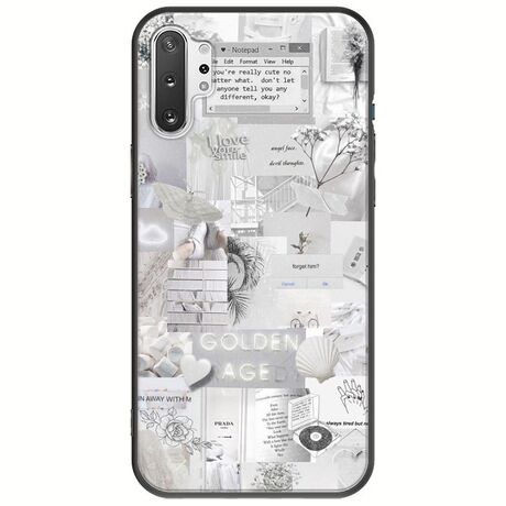 Aesthetic White Samsung Galaxy Note 10 Plus Black TPU (Μαύρη Σιλικόνη)