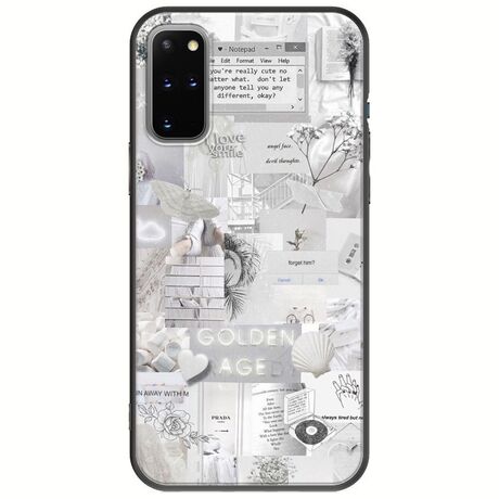 Aesthetic White Samsung Galaxy S20 Plus Black TPU (Μαύρη Σιλικόνη)