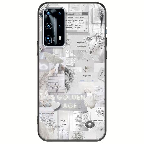 Aesthetic White Huawei P40 Black TPU (Μαύρη Σιλικόνη)
