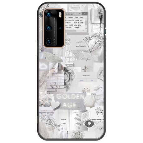 Aesthetic White Huawei P40 Pro Black TPU (Μαύρη Σιλικόνη)