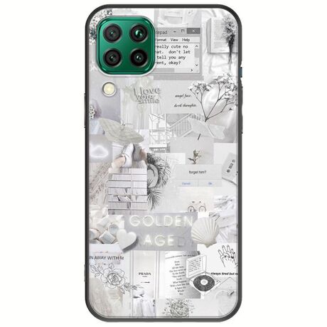 Aesthetic White Huawei P40 Lite Black TPU (Μαύρη Σιλικόνη)