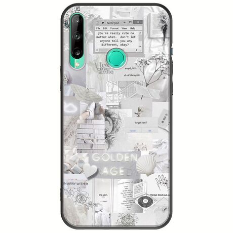 Aesthetic White Huawei P40 Lite E Black TPU (Μαύρη Σιλικόνη)