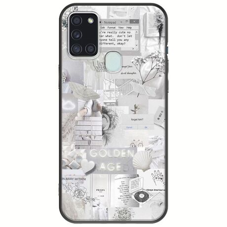 Aesthetic White Samsung Galaxy A21s Black TPU (Μαύρη Σιλικόνη)