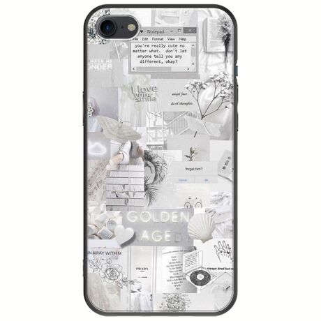 Aesthetic White iPhone SE 2020 Black TPU (Μαύρη Σιλικόνη)