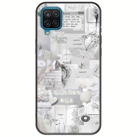 Aesthetic White Samsung Galaxy A12 Black TPU (Μαύρη Σιλικόνη)