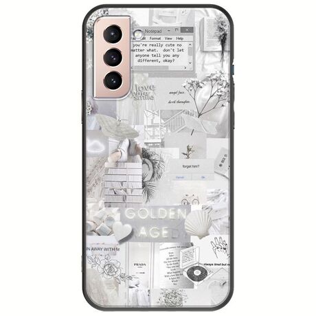 Aesthetic White Samsung Galaxy S21 Black TPU (Μαύρη Σιλικόνη)