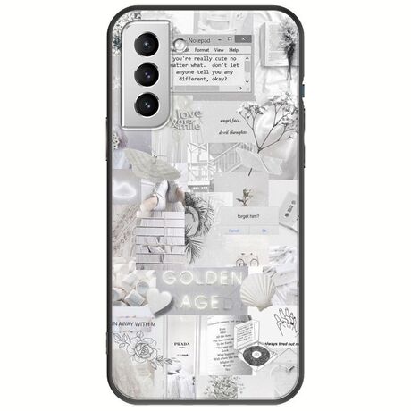 Aesthetic White Samsung Galaxy S21 Plus Black TPU (Μαύρη Σιλικόνη)