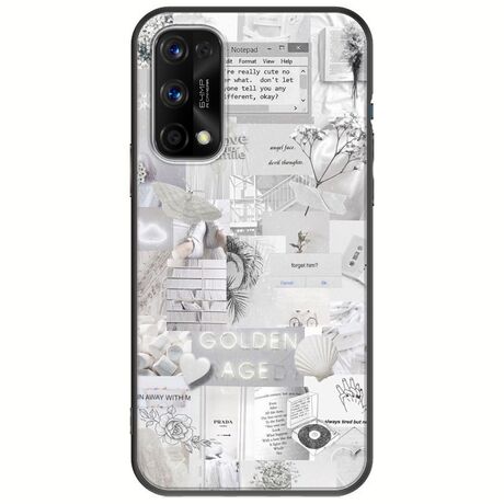Aesthetic White Realme 7 5G Black TPU (Μαύρη Σιλικόνη)