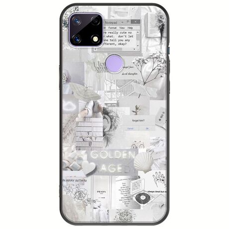 Aesthetic White Realme C21 Black TPU (Μαύρη Σιλικόνη)