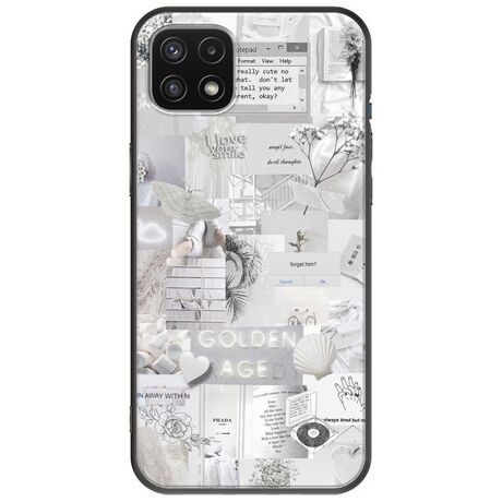 Aesthetic White Samsung Galaxy A22 5G Black TPU (Μαύρη Σιλικόνη)