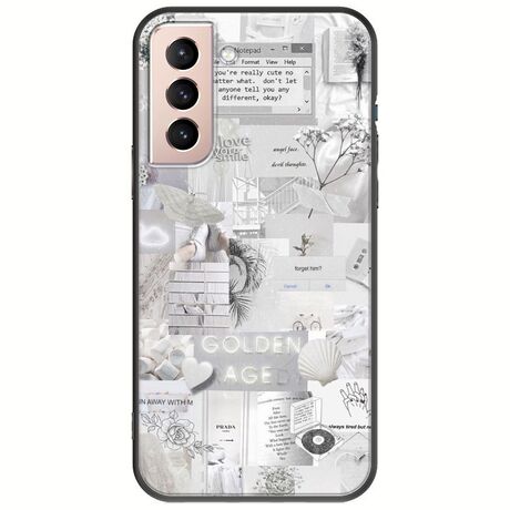 Aesthetic White Samsung Galaxy S21 FE 5G Black TPU (Μαύρη Σιλικόνη)