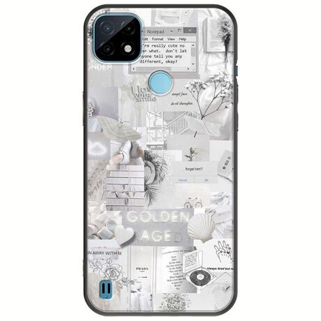 Aesthetic White Realme C21Y / Realme C25Y Black TPU (Μαύρη Σιλικόνη)