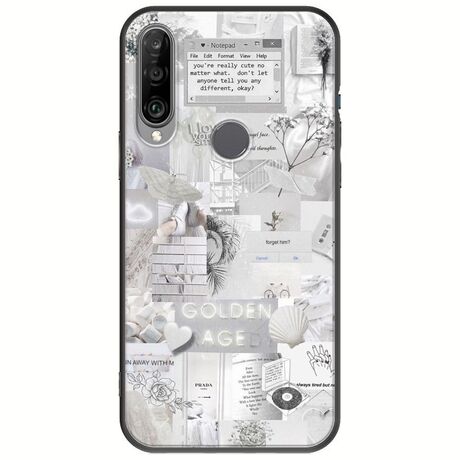 Aesthetic White Huawei Y6p Black TPU (Μαύρη Σιλικόνη)