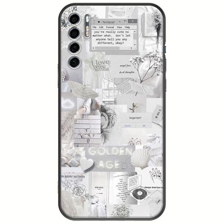 Aesthetic White TCL 20S / 20 5G / 20L / 20L+ Black TPU (Μαύρη Σιλικόνη)