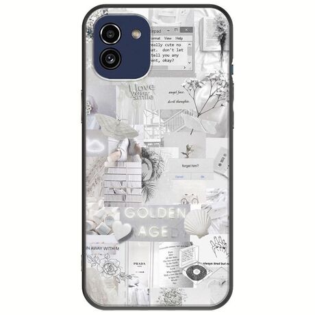 Aesthetic White Samsung Galaxy A03 Black TPU (Μαύρη Σιλικόνη)