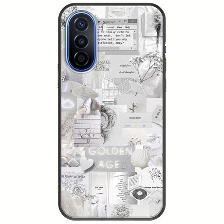Aesthetic White Huawei Nova Y70 Black TPU (Μαύρη Σιλικόνη)