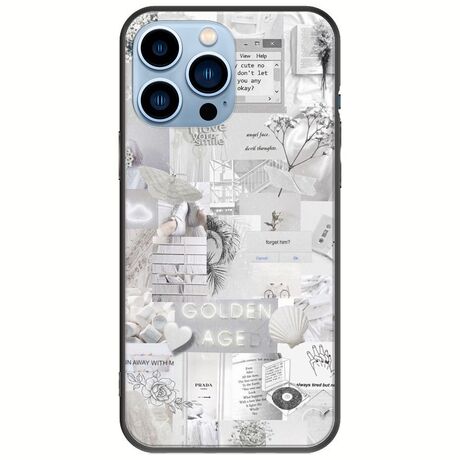 Aesthetic White iPhone 14 Pro Max Black TPU (Μαύρη Σιλικόνη)