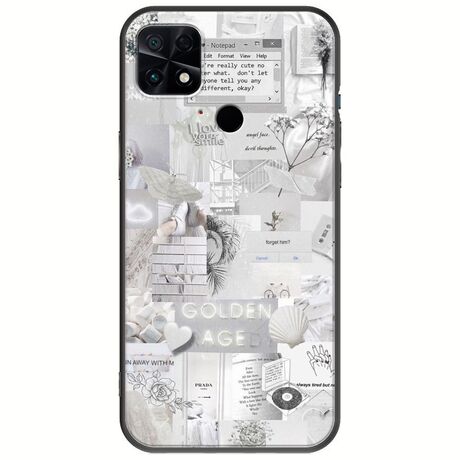 Aesthetic White Xiaomi Poco C40 Black TPU (Μαύρη Σιλικόνη)