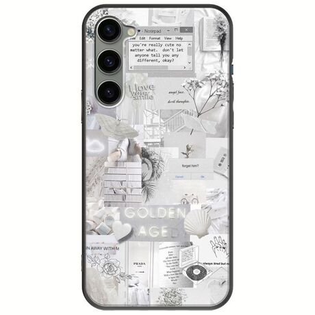 Aesthetic White Samsung Galaxy S23 5G Black TPU (Μαύρη Σιλικόνη)