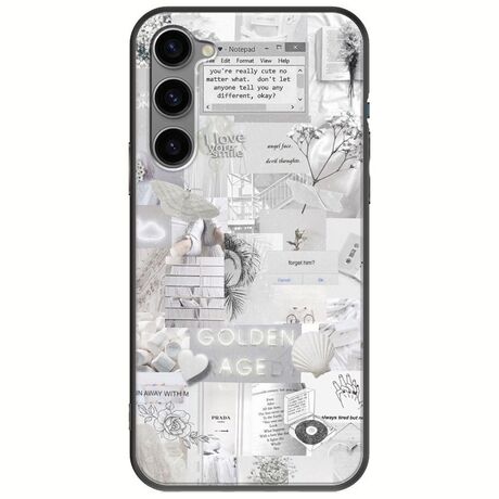 Aesthetic White Samsung Galaxy S23 Plus 5G Black TPU (Μαύρη Σιλικόνη)
