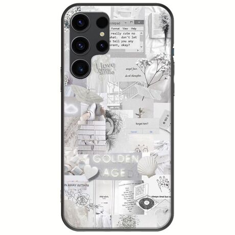 Aesthetic White Samsung Galaxy S23 Ultra 5G Black TPU (Μαύρη Σιλικόνη)