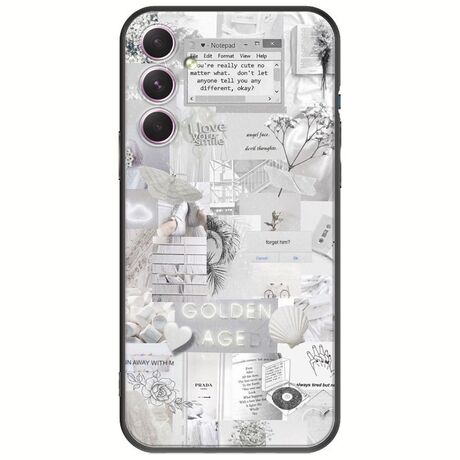 Aesthetic White Samsung Galaxy A14 5G Black TPU (Μαύρη Σιλικόνη)
