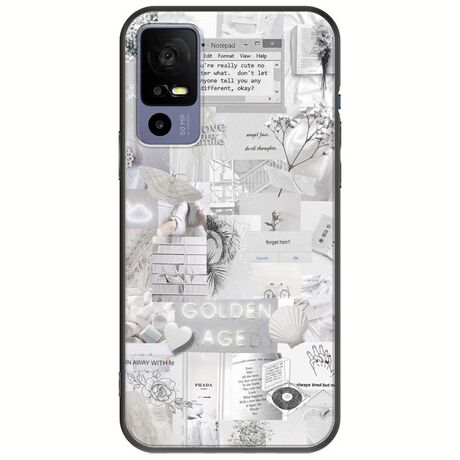Aesthetic White TCL 40R 5G Black TPU (Μαύρη Σιλικόνη)