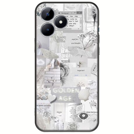 Aesthetic White Realme C53 Black TPU (Μαύρη Σιλικόνη)