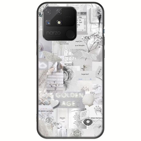 Aesthetic White Realme Narzo 50A Black TPU (Μαύρη Σιλικόνη)