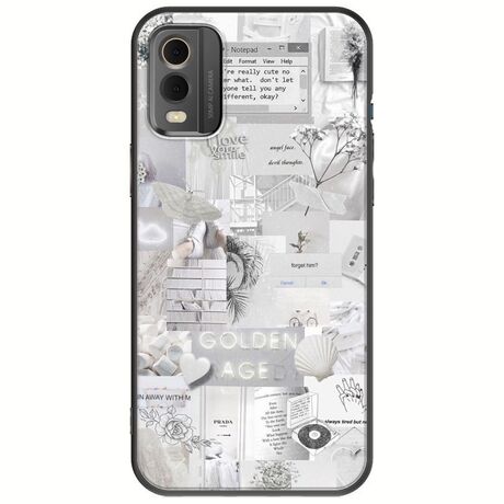 Aesthetic White Nokia C32 Black TPU (Μαύρη Σιλικόνη)
