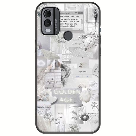 Aesthetic White Nokia C22 Black TPU (Μαύρη Σιλικόνη)