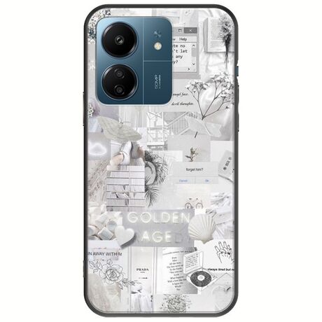 Aesthetic White Xiaomi Poco C65 Black TPU (Μαύρη Σιλικόνη)