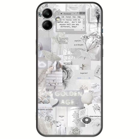 Aesthetic White Samsung Galaxy A04e Black TPU (Μαύρη Σιλικόνη)